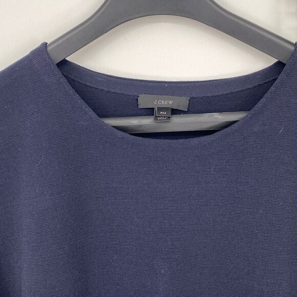 J.Crew Cotton Knit Dress 3/4 Sleeve Pullover Crew Neck Navy MP - Picture 8 of 14